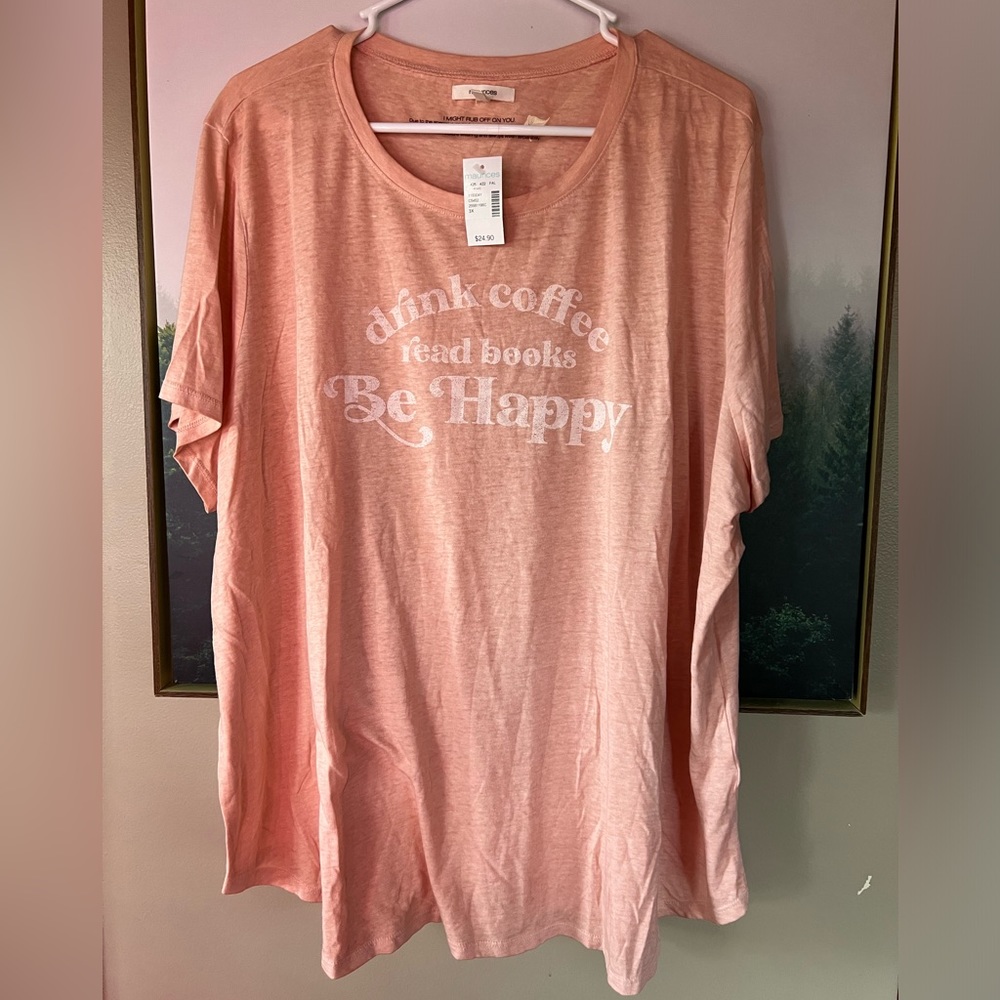 NWT maurices “drink coffee read books be happy” tee